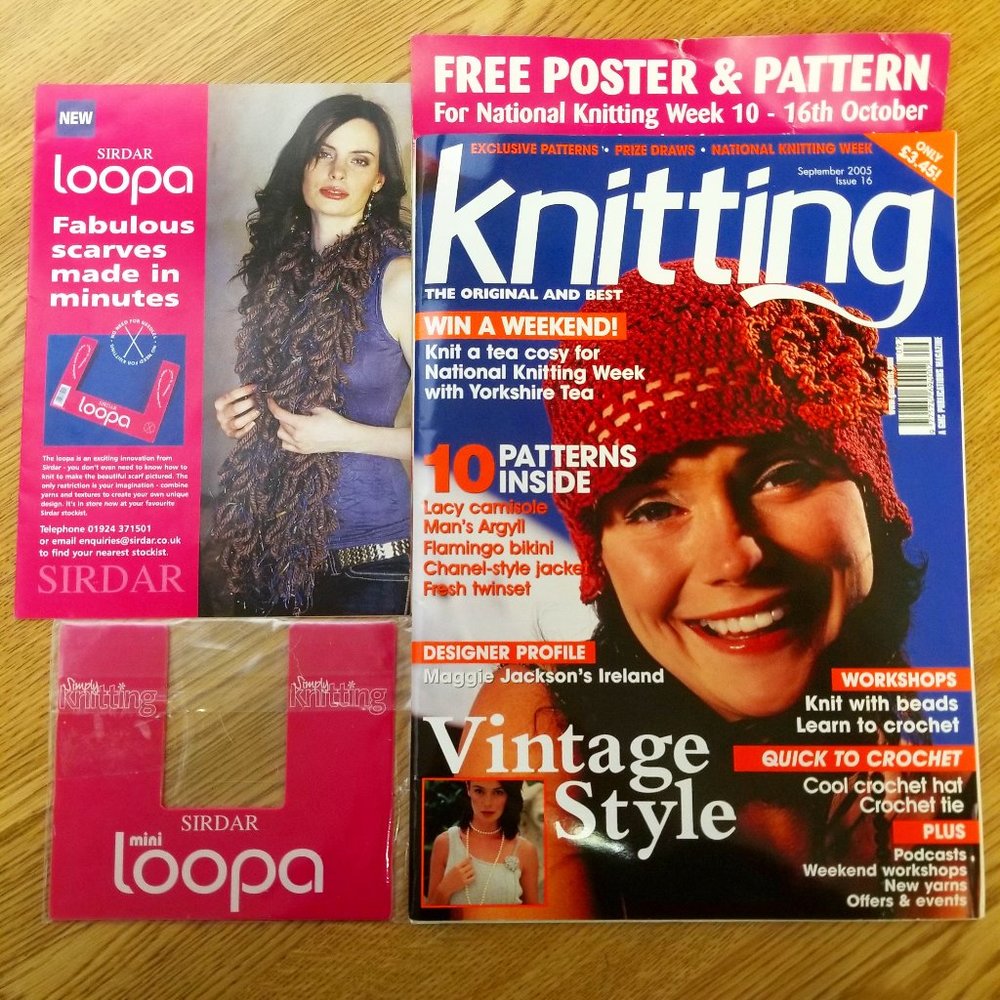 Knitting Magazine September 2005 Issue 16 Bonus Loopa for making scarfs w/o knit